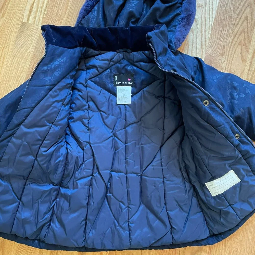 Rothschild Hooded Winter Coat/Jacket Snowflake Pattern Blue Girls Size L (4)